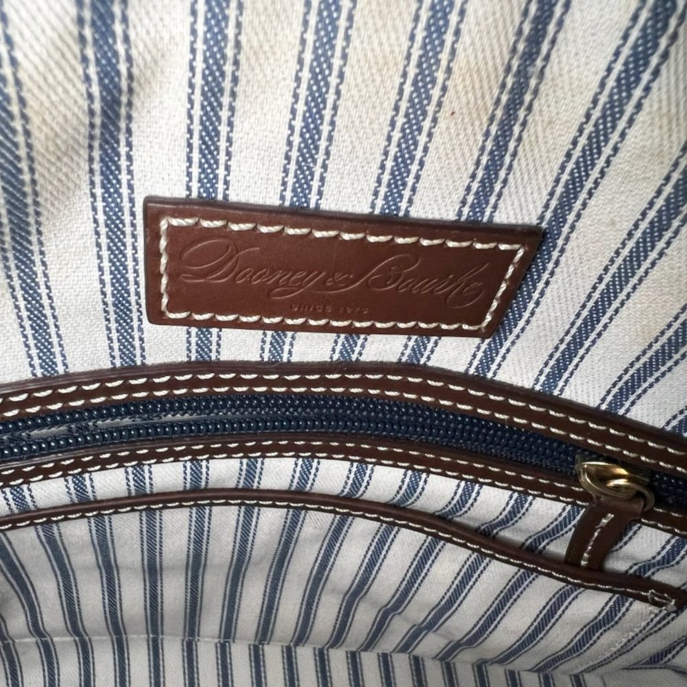 Dooney & Bourke Brown and Tan Woven Leather Satchel with Crossbody Strap - Picture 5 of 5